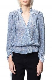 Zadig  amp  Voltaire Tori Paisley Burnout Velvet Long Sleeve Blouse   Nordstrom at Nordstrom