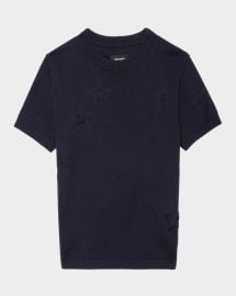 Zadig Voltaire Bully Seco Stars Short Sleeve Sweater at Neiman Marcus