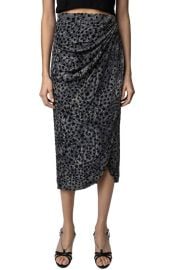 Zadig Voltaire Jamelia Burnout Stars Faux Wrap Midi Skirt at Nordstrom