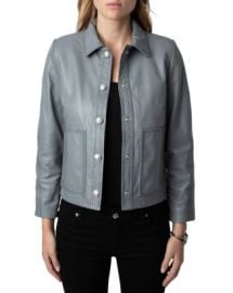 Zadig Voltaire Litchi Cuir Lisse Leather Jacket Bloomingdales at Bloomingdales