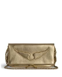 Zadig Voltaire Rock Wings Metallic Grained Leather Clutch Bloomingdales at Bloomingdales