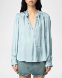 Zadig Voltaire Tink Satin Tunic Top at Neiman Marcus