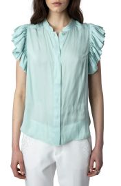 Zadig Voltaire Tiza Ruffle Satin Button-Up Blouse at Nordstrom