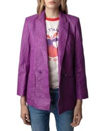 Zadig Voltaire Visko Cuir Froisse Leather Blazer Bloomingdales at Bloomingdales