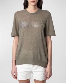 Zadig amp Voltaire Ida Mon Amour Diamante Cashmere Sweater at Neiman Marcus