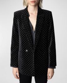 Zadig amp Voltaire Visko Double-Breasted Embellished Velvet Blazer at Neiman Marcus