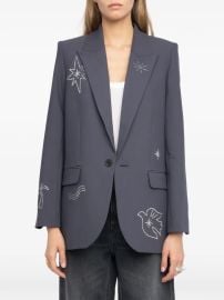 ZadigampVoltaire Embellished Blazer Grey at Farfetch