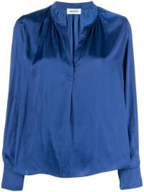 ZadigampVoltaire Tink band-collar satin-finish Blouse - at Farfetch