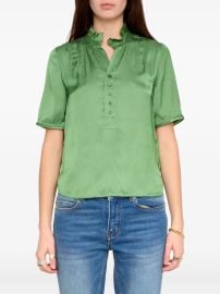 ZadigampVoltaire Topher Satin Top Green at Farfetch