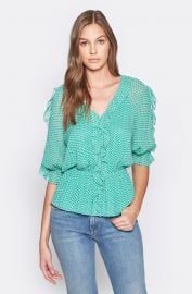 WornOnTV: Sharon’s green printed ruffle top on The Young and the ...