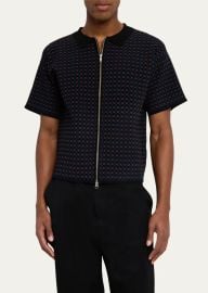 Zankov Geometric Jacquard Zip Sweater at Bergdorf Goodman