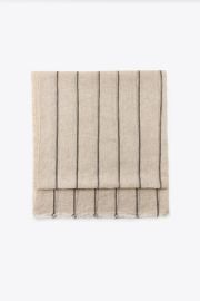 Zara 100 Linen Striped Scarf in Sand at Zara