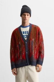 Zara Abstract Grandpa Colorful Cardigan at Zara