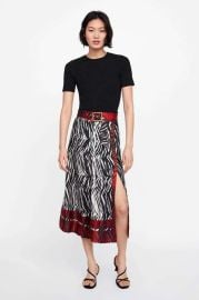 Zara Animal Printed Pleated Skirt at Zara