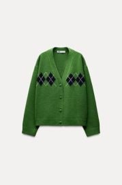 Zara Argyle Knit Cardigan at Zara