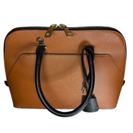 Zara Bags Sara Satchel Corp Core Handbag Faux Leather Black Doble Lining Zip Closure Tan Poshmark at Poshmark