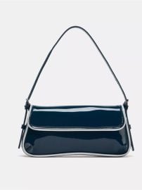Zara Bags Zara Navy Patent Shoulder Bag With White Trim Poshmark at Poshmark