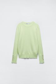 Zara Basic Knit Sweater in Apple Green at Zara