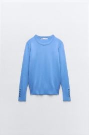 Zara Basic Knit Sweater in Cornflower Blue at Zara