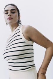 Zara Basic Knit Top in Striped at Zara