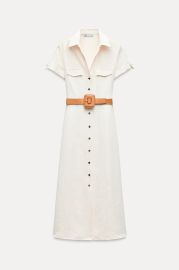 Zara Belted Shirtdress in Ecru at Zara