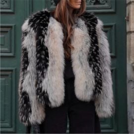 Zara Black and White Faux Fur Coat at Poshmark