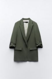 Zara Blazer with Rolled Up Sleeves in Khaki at Zara