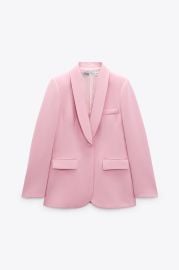 Zara Blazer with Tuxedo Collar in Pale Pink at Zara