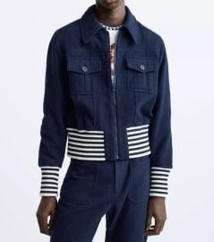 Zara Blue Contrasting Ribbing Jacket at Zara