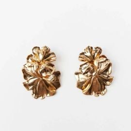 Zara Bohemian Metallic Floral Earrings at Zara