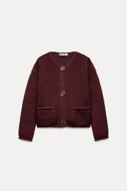 Zara Burgundy Chunky Knit Sweater at eBay