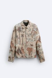 Zara Contrast Jacquard Jacket in Earth at Zara