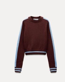 Zara Cropped Knit Sweater with Trim at Zara
