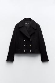 Zara Cropped Wool Blend Double Breasted Coat at Zara