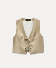 Zara Cropped waistcoat with ties at Zara
