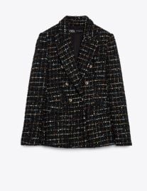 Zara Double Breasted Textured Weave Blazer at Zara