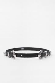 Zara Double Buckle Leather Belt at Zara