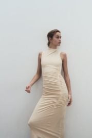 Zara Draped Dress in Vanilla at Zara