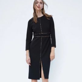 Zara Dress with Animal Print Piped Seams at Zara