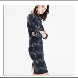 Zara Dresses Zara Women Navy Plaid Sheath Midi Bodycon Dress Poshmark at Poshmark