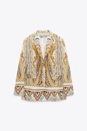 Zara Ecru Printed Blazer at Zara