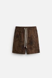 Zara Embossed Embroidery Shorts at Zara