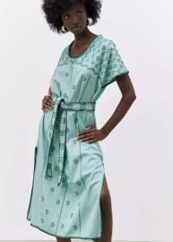 Zara Embroidered Linen Caftan Tunic Dress at eBay