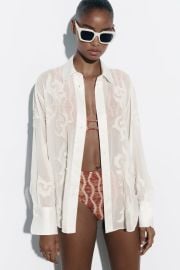 Zara Embroidered Semi Sheer Blouse at Zara