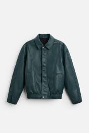 Zara Faux Leather Bomber Jacket at Zara