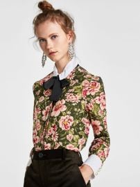 Zara Floral Blouse with Pearl Buttons at Zara