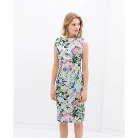 Zara Floral Boat Neck Dress at Zara