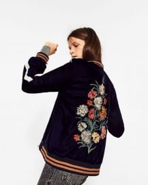 Zara Floral Embroidered Bomber Jacket at Zara