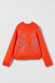 Zara Floral Embroidered Knit Sweater at Zara