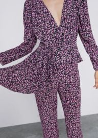 Zara Floral Print Blouse and Flared Pants at Zara